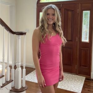 Hot Pink Knit Bodycon Dress by Signature8